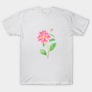 one red Dahlia flower watercolor painting T-Shirt